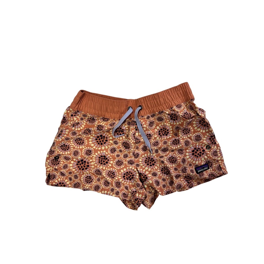 Patagonia Girls' Costa Rica Baggies Shorts Orange Prints Size L
